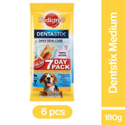 PEDIGREE Dentastix Dog Treats - Weekly Treats for Medium Dogs (6-Pack), 180g. Treats for Adult Dogs